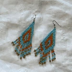 Hand beaded - Homemade Dangle Earrings
